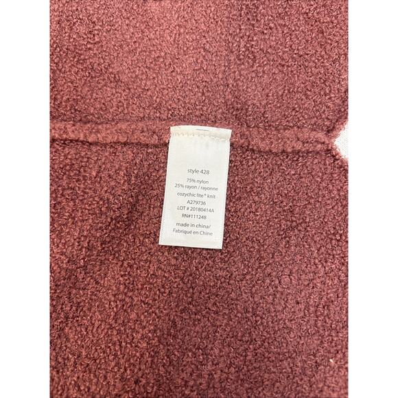 Barefoot Dreams Cozy Chic Rose Burgundy Open Front Cardigan Soft Knit M - Picture 6 of 15